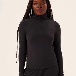 Girlfriend Collective: Black ReSet Mock Neck Half Zip